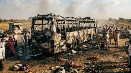 Автобус с 19 нарушениями сгорел на трассе: девять человек погибли